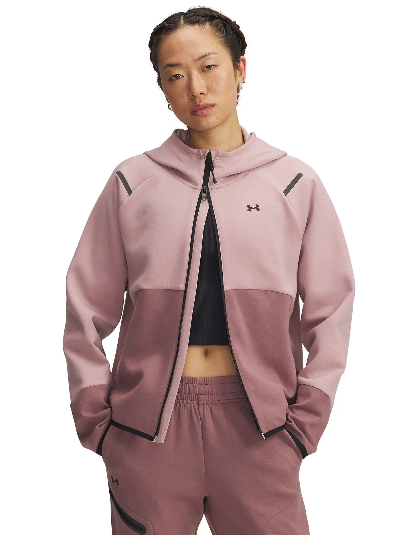 UNDER ARMOUR | Damen Kapuzenjacke UA Unstoppable Fleece mit durchgehendem Zip | 